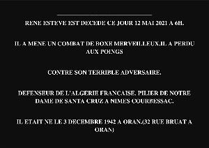HOMMAGE A  RENE ESTEVE ce 12 05 2021